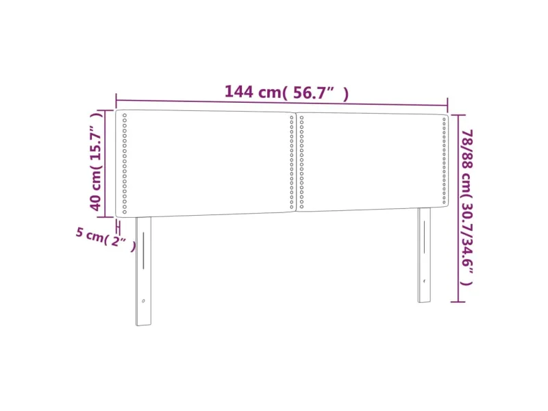 Tête de lit à LED Crème 144x5x78/88 cm Tissu