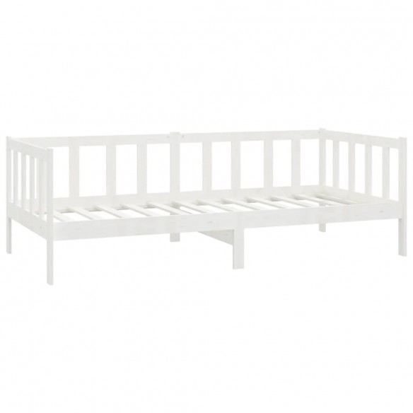 Lit de repos avec matelas 90x200 cm Blanc Bois de pin massif