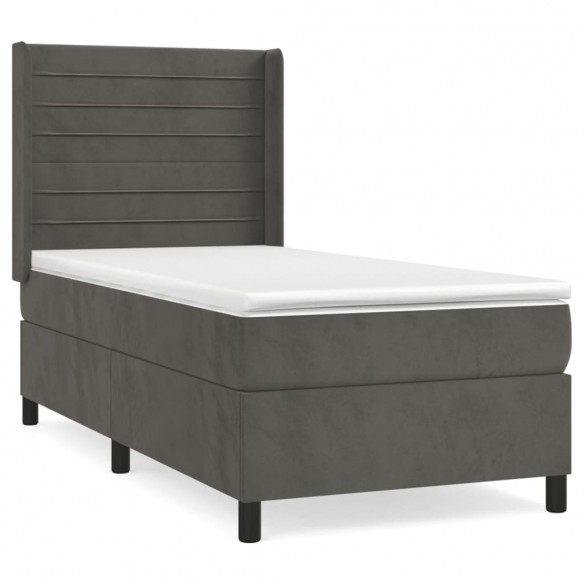 Cadre de lit avec matelas Gris foncé 100x200 cm