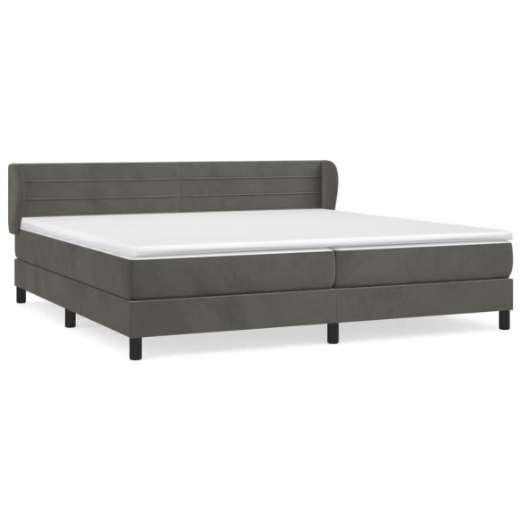 Cadre de lit et matelas Gris foncé 200x200cm Velours