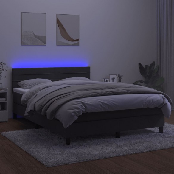 Cadre de lit avec matelas LED Gris foncé 140x190 cm