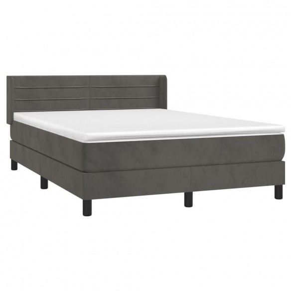 Cadre de lit et matelas Gris foncé 140x190cm Velours