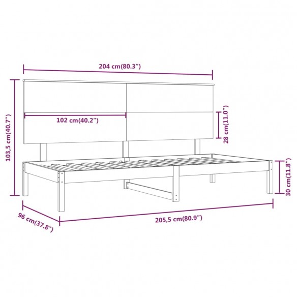 Lit de jour Blanc 90x200 cm Bois de pin massif