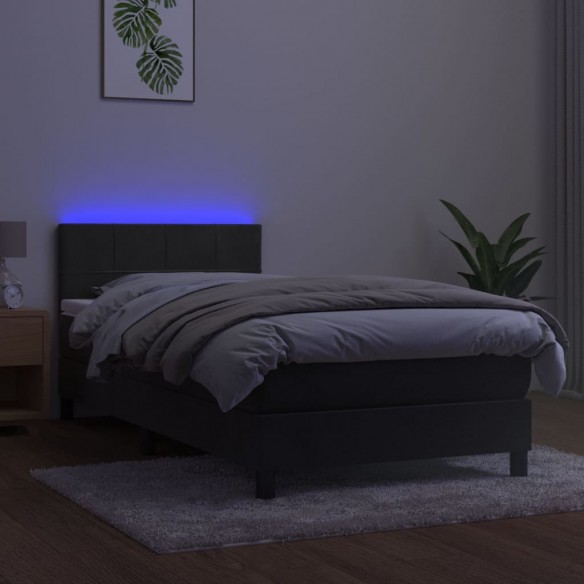 Cadre de lit et matelas et LED Gris foncé 80x200 cm