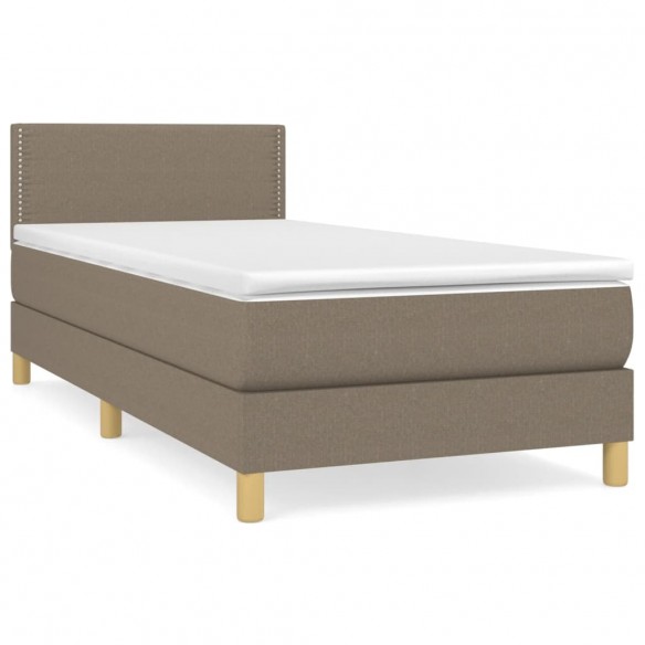 Cadre de lit avec matelas Taupe 90x190 cm Tissu