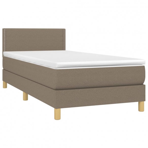 Cadre de lit avec matelas Taupe 90x190 cm Tissu