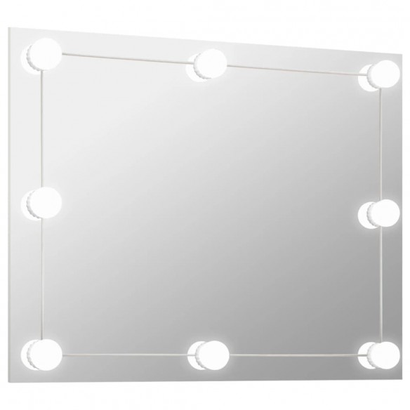 Miroir mural sans cadre avec lampes LED Rectangulaire Verre