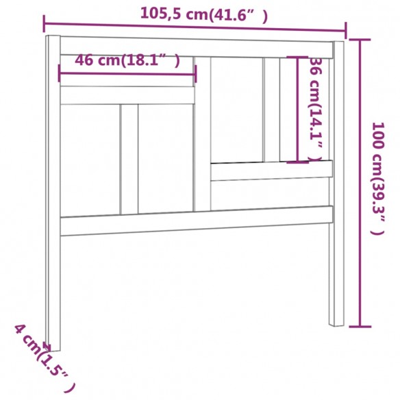 Tête de lit Marron miel 105,5x4x100 cm Bois massif de pin