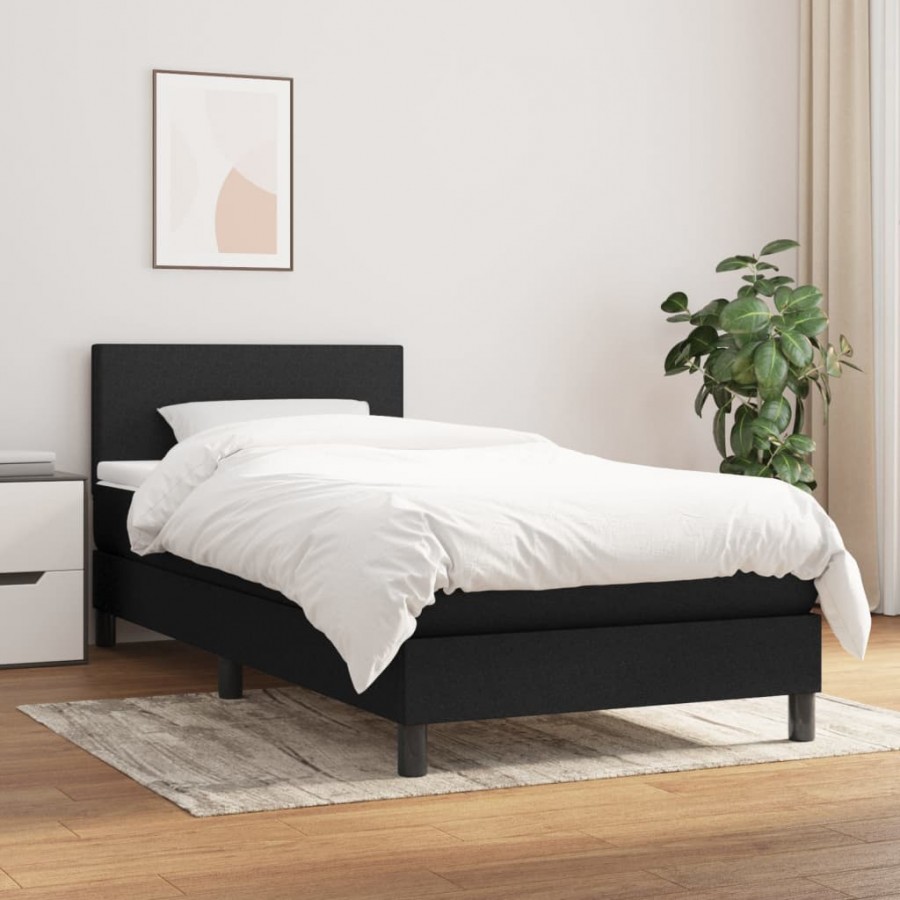 Cadre de lit et matelas Noir 80x200 cm Tissu