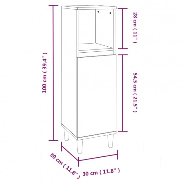 Armoire de salle de bain blanc brillant 30x30x100 cm