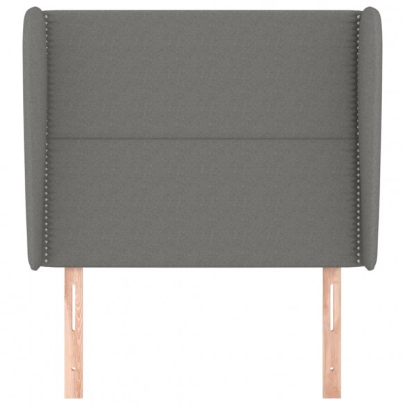 Tête de lit avec oreilles Gris foncé 93x23x118/128 cm Tissu