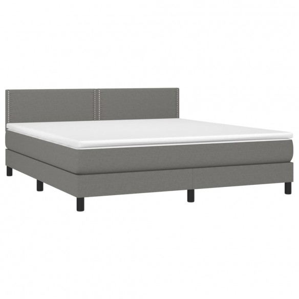 Cadre de lit avec matelas Gris foncé 180x200cm Tissu