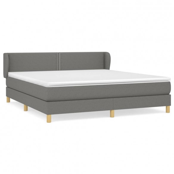 Cadre de lit avec matelas Gris foncé 180x200cm Tissu