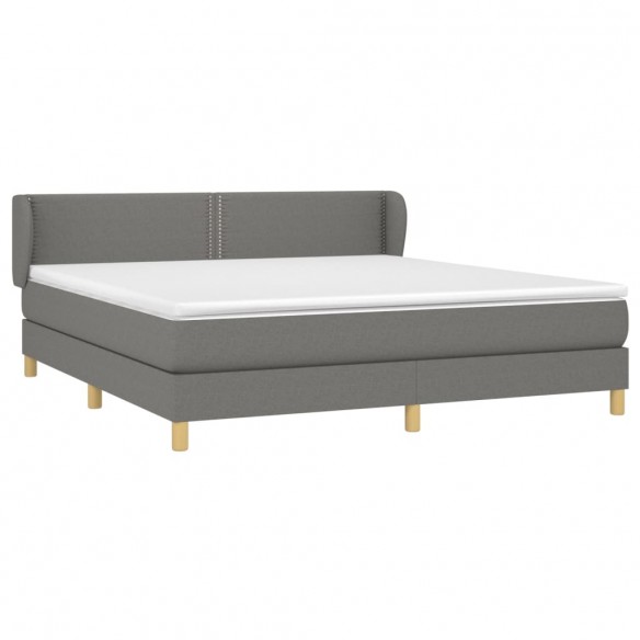 Cadre de lit avec matelas Gris foncé 180x200cm Tissu