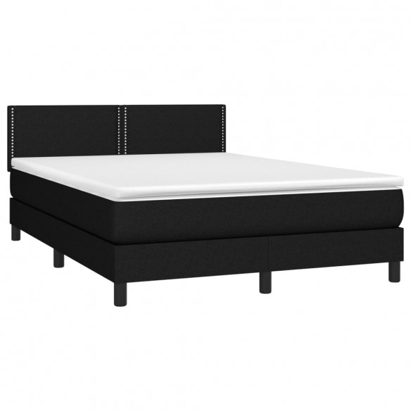 Cadre de lit avec matelas LED Noir 140x200 cm Tissu