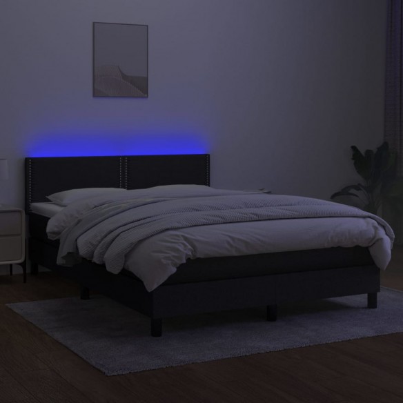 Cadre de lit avec matelas LED Noir 140x200 cm Tissu