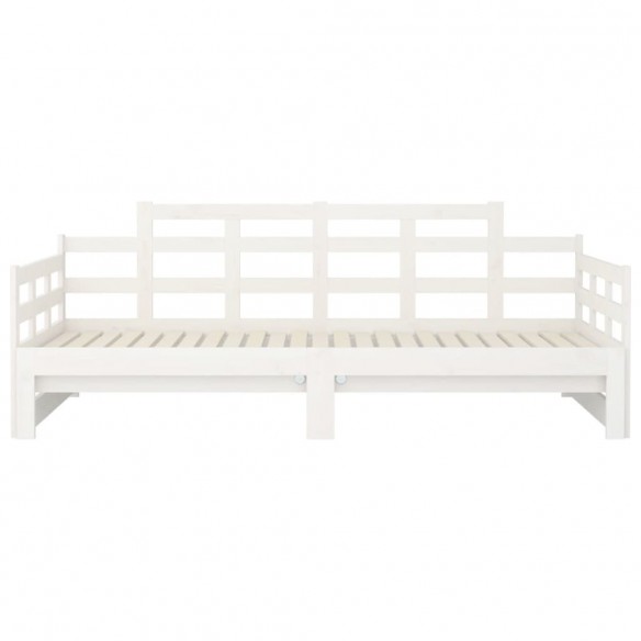 Lit coulissant Blanc Bois de pin solide 2x(80x200) cm