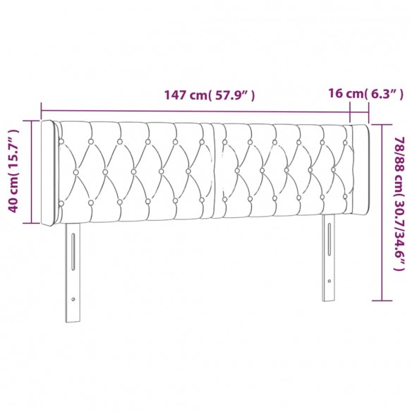 Tête de lit à LED Vert 147x16x78/88 cm Tissu