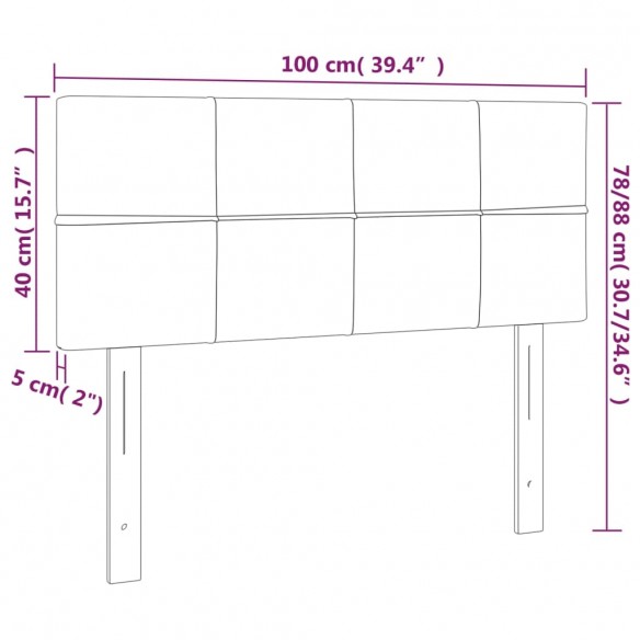 Tête de lit Gris clair 100x5x78/88 cm Velours