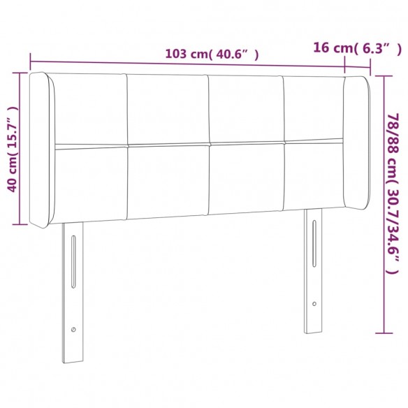 Tête de lit à LED Gris clair 103x16x78/88 cm Velours