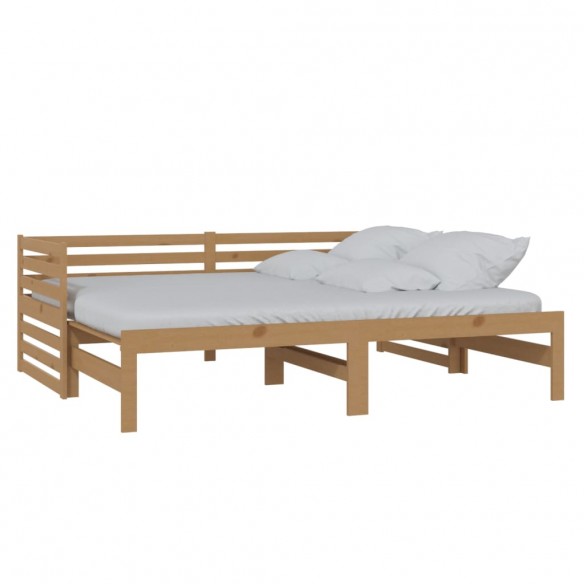 Lit coulissant Marron miel Bois de pin massif 2x(90x200) cm