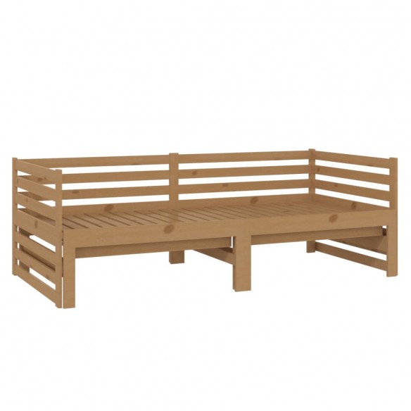 Lit coulissant Marron miel Bois de pin massif 2x(90x200) cm