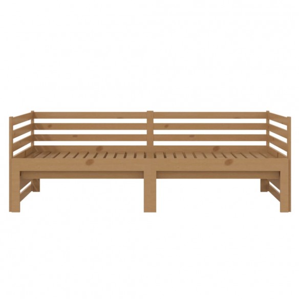 Lit coulissant Marron miel Bois de pin massif 2x(90x200) cm