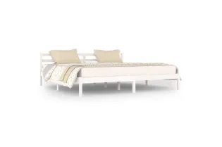 Lit Bois massif de pin 200x200 cm Blanc 2