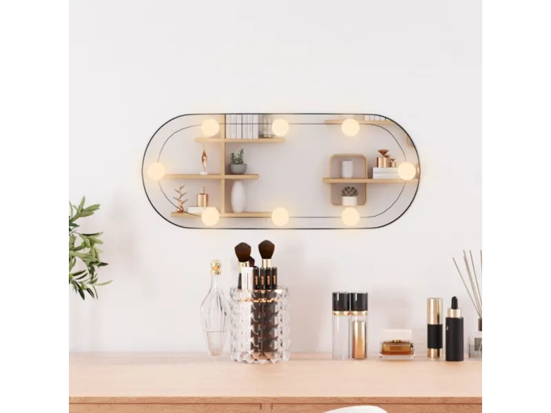 Miroir mural avec lumières LED 20x50 cm verre ovale