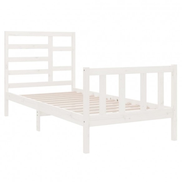 Cadre de lit Blanc Bois massif 90x190 cm Simple