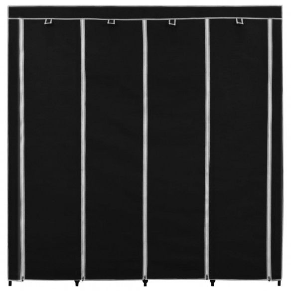 Garde-robe avec 4 compartiments Noir 175x45x170 cm