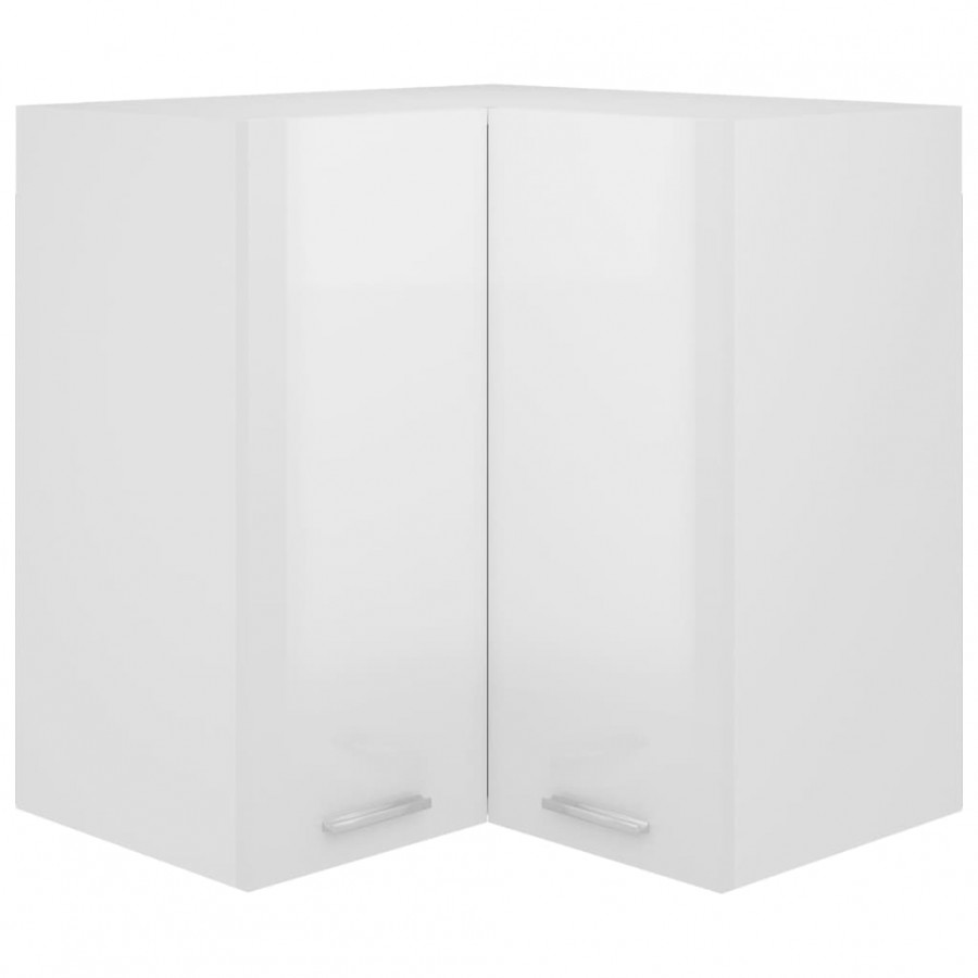 Armoire d'angle suspendue Blanc brillant 57x57x60 cm Aggloméré