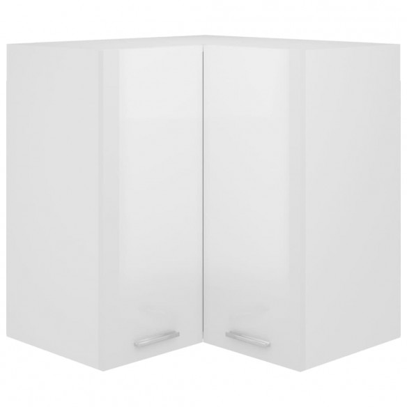 Armoire d'angle suspendue Blanc brillant 57x57x60 cm Aggloméré