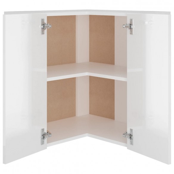 Armoire d'angle suspendue Blanc brillant 57x57x60 cm Aggloméré