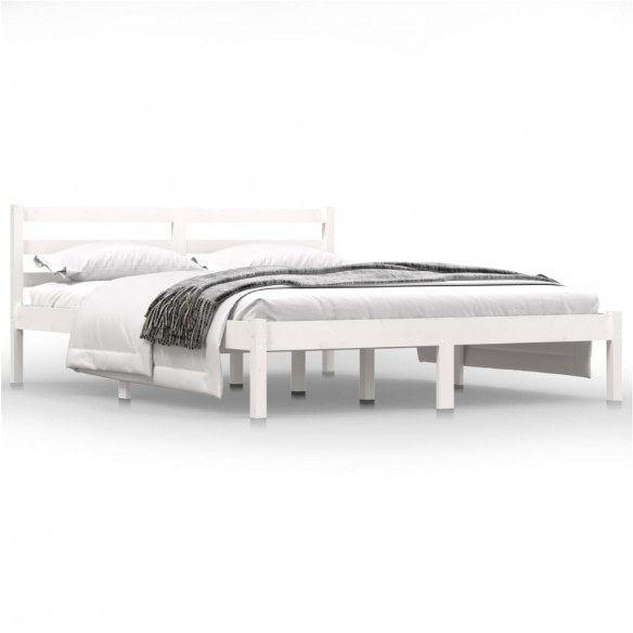 Cadre de lit Bois massif de pin 140x190 cm Blanc