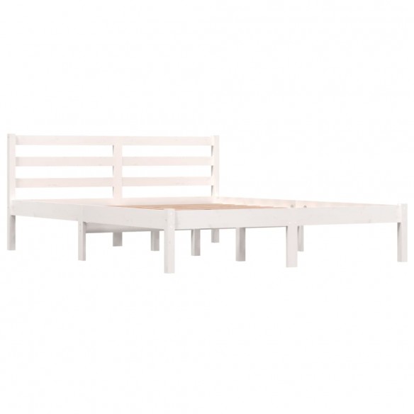 Cadre de lit Bois massif de pin 140x190 cm Blanc