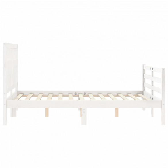 Cadre de lit avec tête de lit blanc 140x190 cm bois massif