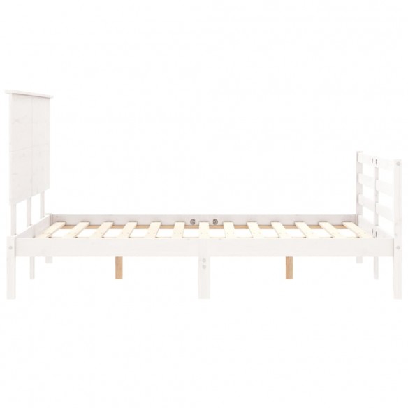 Cadre de lit avec tête de lit blanc 140x190 cm bois massif