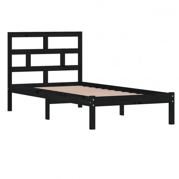 Cadre de lit Noir Bois massif 90x190 cm Simple