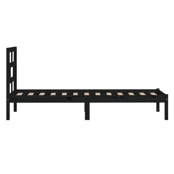 Cadre de lit Noir Bois massif 90x190 cm Simple