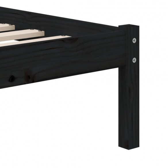 Cadre de lit Noir Bois massif 90x190 cm Simple