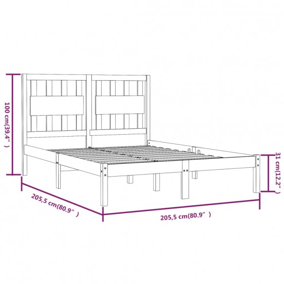 Cadre de lit Blanc Bois de pin massif 200x200 cm