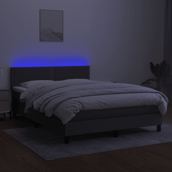 Cadre de lit et matelas et LED Gris foncé 140x190 cm