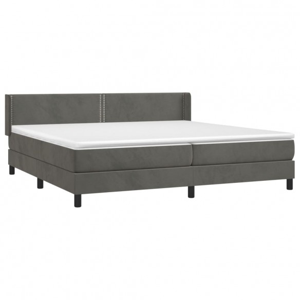 Cadre de lit et matelas Gris foncé 200x200cm Velours