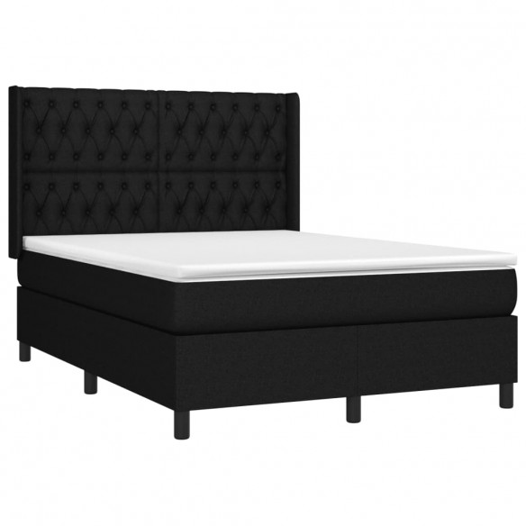 Cadre de lit matelas et LED Noir 140x200 cm Tissu