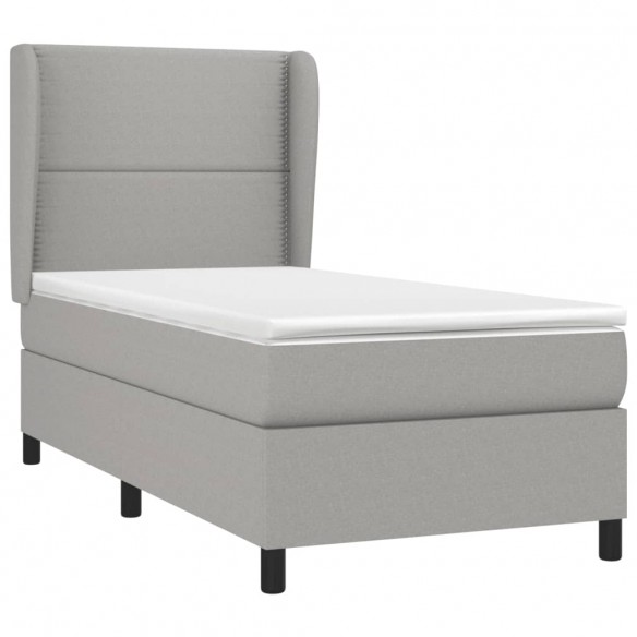 Cadre de lit avec matelas Gris clair 100x200cm Tissu