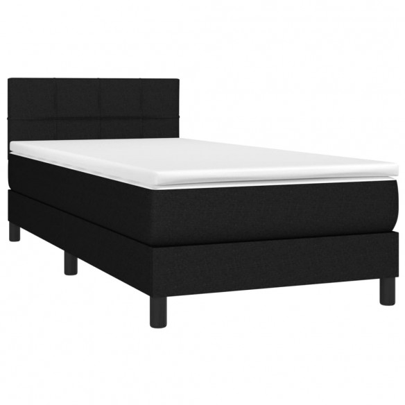 Cadre de lit avec matelas Noir 90x200 cm Tissu