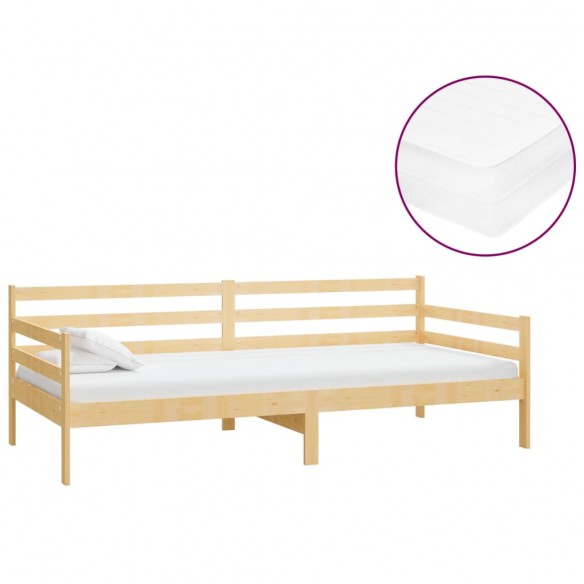 Lit de repos avec matelas 90x200 cm Bois de pin massif