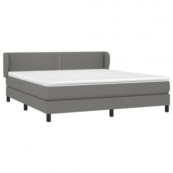 Cadre de lit avec matelas Gris foncé 160x200cm Tissu