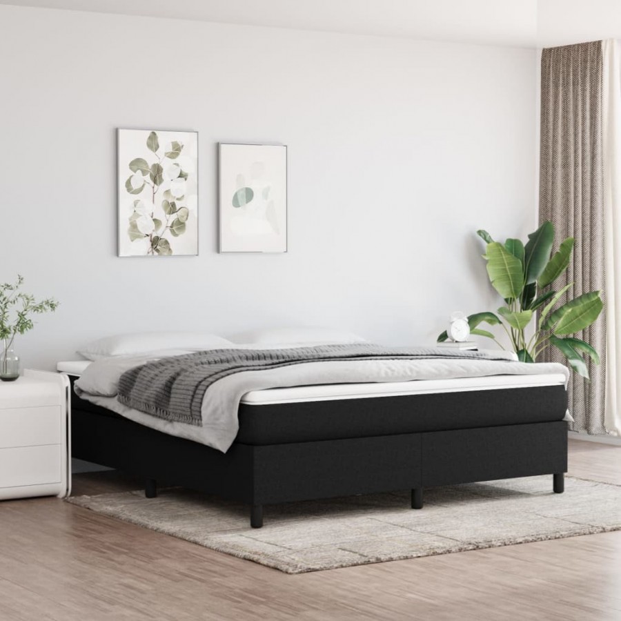 Cadre de lit avec matelas Noir 180x200 cm Tissu